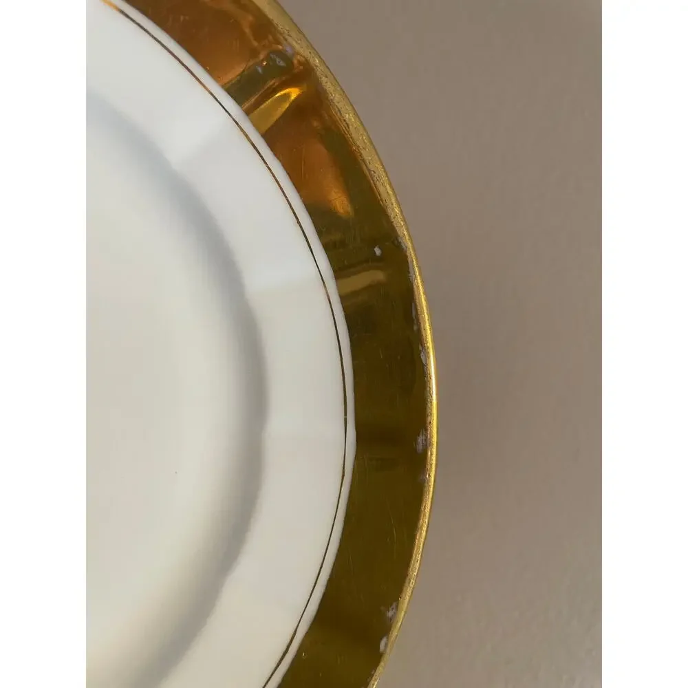 Old Paris White and Gold Porcelain Dessert Plates, Salad Plates, Set of 5